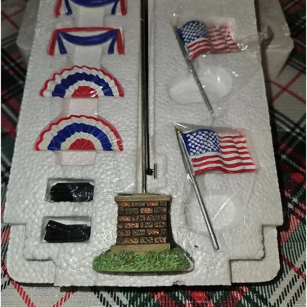 Department 56 American Flags Village Accessory Set